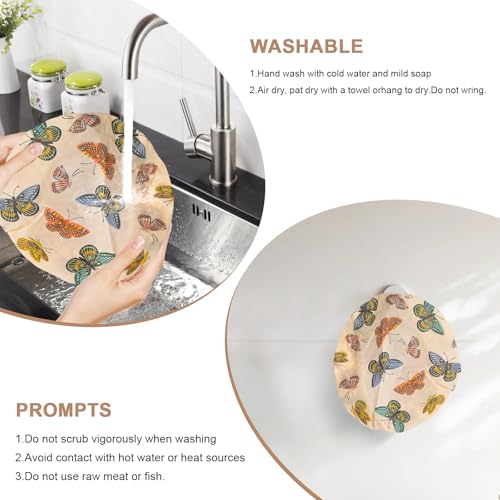 Reusable Bowl Covers for Bread Proofing - Beeswax Bowl Covers Reusable 3 Set, Cotton Blend Stretch Design, Fits 4-13 Inch Bowls, Shower Caps for Sourdough Bread（Butterfly） - color: Butterfly