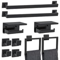 10 Pieces Black Towel Bar Set Bathroom Hardware Accessories Set Upgraded Toilet Paper Holder with Shelf Towel Holder Set for Bathroom Stainless Steel Wall Mounted 23.6in - color: 10pcs-black