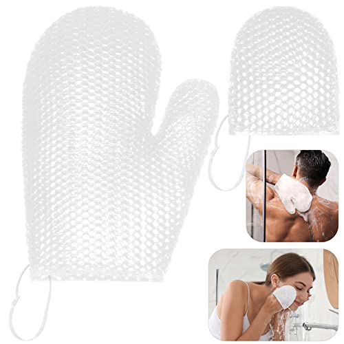 Vesici 2 Pcs Honeycomb Exfoliating Glove Set Exfoliating Bath Mitt Honeycomb Face and Body Scrubber Shower Mitt Sponges for Cleaning Body Shower Face Skin Beauty Spa(White) - color: White