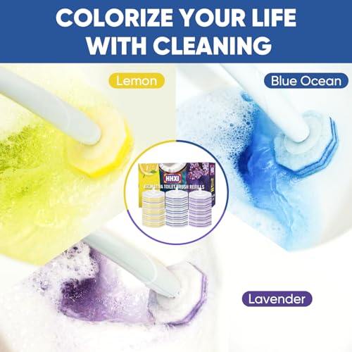 15Ct Aromative Toilet Brush Refills, Toilet Bowl Cleaner Refills, Double-Layer Cleaning Pads Added, Disposable Refill Heads for Toilet Bowl Cleaner Wands，Lemon, Blue Ocean, Lavender （Patented） - color: Lemon, Blue Ocean, Lavender(15P)