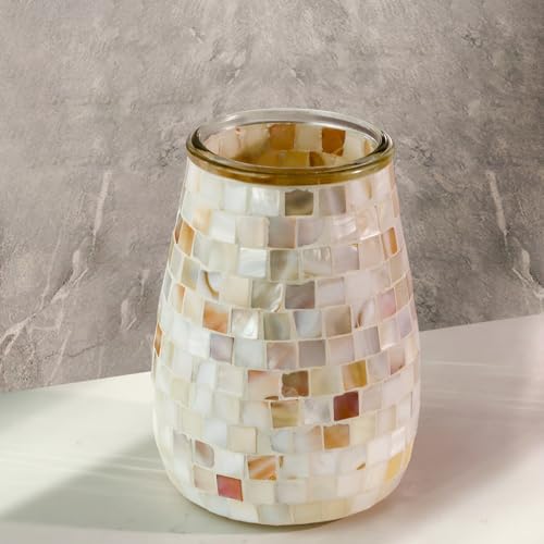 WDHODEC Natural Shell Toilet Brush and Holder Set Mosaic Glass, Stainless Steel Toilet Scrubber Brush, Decorative Toilet Bowl Brush and Holder, Luxury Bathroom Accessories - color: Shell