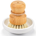 SUBEKYU Bamboo Dish Scrub Brush for Kitchen Sink, Natural Wooden Washing Dish Brush Scrubber with Sisal Bristles for Household Cleaning, Cast Iron Pots, Pans and Vegetables - color: Ceramics Base + Sisal Brush, 1p