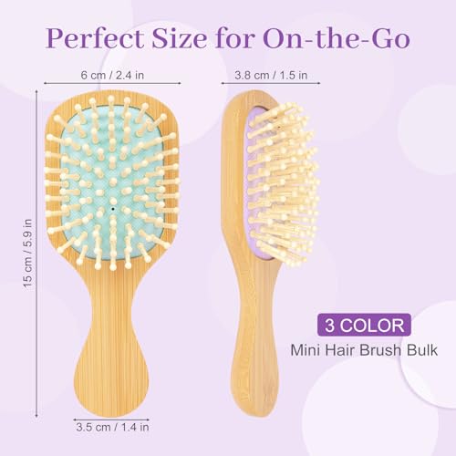 3-Pack Bamboo Hair Brush Set - Eco-Friendly Detangling Combs, Natural Bamboo Hair Comb for All Hair Types, Sustainable Hair Care Gift Set