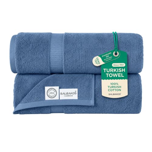 SALBAKOS 2-Piece 100% Turkish Cotton Extra Large Bath Towel 35x70 inch | Premium Hotel Quality Bath Sheet Towels | Thick, Soft, Absorbent, Oversized Bath & Beach Towels (Blue, 2 Bath Sheets) - color: Blue, size: 2 Bath Sheets