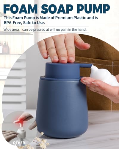 Bosilunlife Ceramic Foaming Soap Dispenser - 12Oz Bathroom Countertop Kitchen Dish Soap Pump Dispenser Foam Soap Dispenser - Matte Blue - color: Matte Blue