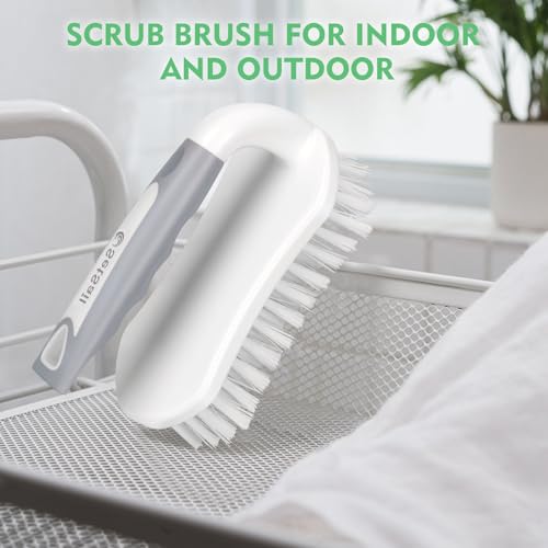 SetSail Scrub Brush, Heavy-Duty Scrub Brushes for Cleaning with Stiff Bristles Cleaning Brush for Shower, Bathroom, Carpet, Kitchen and Bathtub Scrubber - 2 Pack - color: Grey White