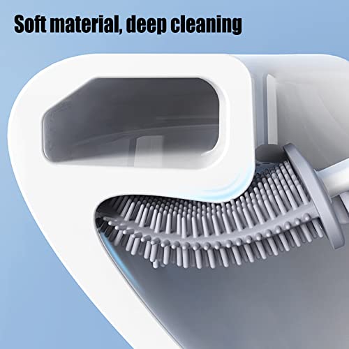 Toilet Bowl Brush Longer Handle Wall Mounted Toilet Brush, Flexible Toilet Bowl Brush Bathroom Washing Bowl Brush Kit Sturdy Washing Toilet Brush with Drain Box, Wall Mounted Flexible (White)