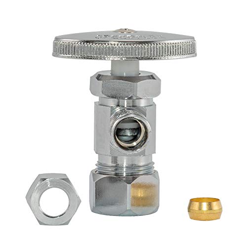 Eastman 3/8 Inch OD Compression x 5/8 Inch OD Compression Multi-Turn Angle Stop Valve, Brass Plumbing Fitting, Chrome, 04348LF - size: 3/8 in. OD x 5/8 in. OD