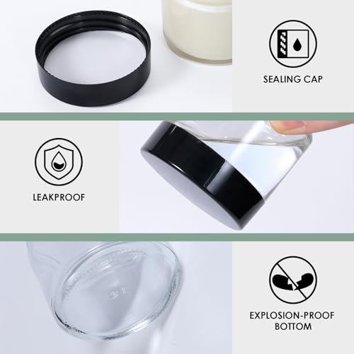 1oz Glass Jar with Lid, Hoa Kinh 30Pack Clear Round Containers Cosmetic Jars with Inner Liners and Black Lids Travel Jars for Storing Lip and Body Scrub, Lotion, Body Butter, Bath Salts, Liquid - color: Clear, size: 1oz-30Pack Clear