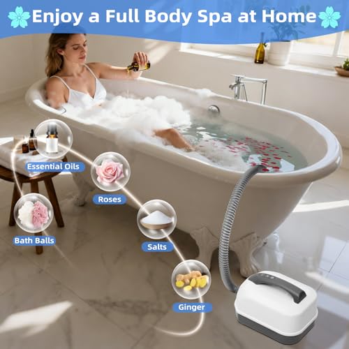 Iridesc Bubble Bath Mat Tub Spa Massager, Portable Spa Bubble Bath Massager with Remote Control, Upgraded Powerful Suction Cup, Pillow, Electric Air Pump, 6-Speed Bubbles for Home Relaxation