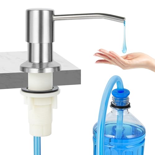 Soap Dispenser for Kitchen Sink(Brushed Nickel),Stainless Steel Countertop Dish Soap Dispenser Pump with 47 '' Extension Tube kit - color: Brushed Nickel