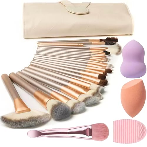 28PCS Beginner Kits Makeup Brushes Complete Sets Travel-Friendly - color: Champagne