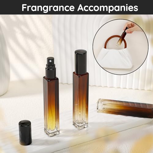 Segbeauty Empty Atomizer, 2pcs 10ML Travel Size Refill Bottle with Funnel and Dropper, Portable Glass Spray Bottle Cologne Dispenser Toiletries Sample Bottles Perfume Making Kit Amber - color: Amber, style: Mini Bottles