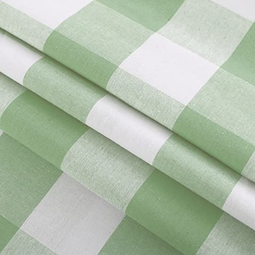 3 Pc Cotton Classic Country Farmhouse Kitchen Window Curtain -Mint Green & White Buffalo Check Tier & Valance Set, 54" x 18" / 27" x 24" - color: Plaids Mint Green&white, size: 27"W x 24"L (Pack of 3)