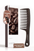 Wide Tooth Comb for Curly Hair with Coffee Ground,Anti-Static Shower Combs for Detangling and Curls Styling, Moisture Resistant Brush for Women, Reduces Breakage & Balances Scalp Oils for Wet/Dry Hair