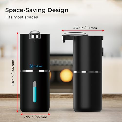 Automatic Foaming Soap Dispenser, Black | IPX5 Waterproof 12.8oz / 380mL Capacity 4 Adjustable Foam Levels USB-C Rechargeable Long-Lasting Battery - color: Black (Foamy)