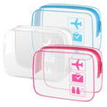 Sogiv 3Pcs TSA Approved Clear Travel Toiletry Bag, Unisex, White+Blue+Pink, 8.3 x 6.3 x 2.4 inches, Waterproof, Easy to Clean, Cosmetic Case, Travel Organizer - color: White+Blue+Pink