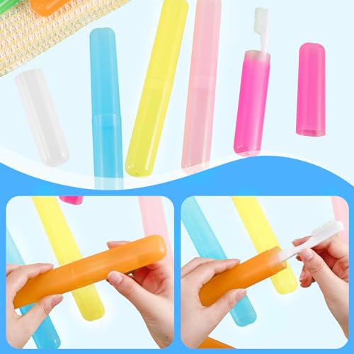 28 PCS Travel Toothbrush Case, 7 Colors Portable Toothbrush Storage Cases, Dust-Proof Toothbrushes Case, Breathable Toothbrushes Travel Containers for Trip Home Camping Daily Use