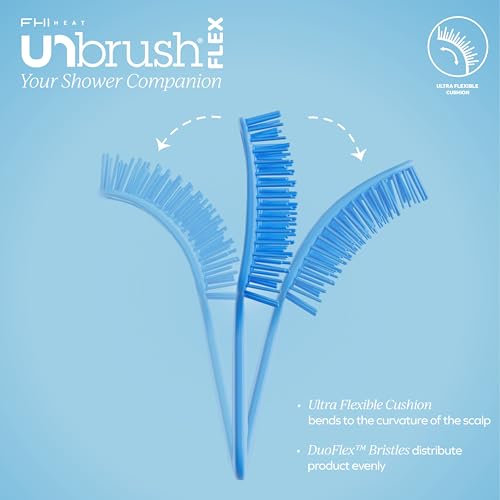 FHI Heat UNbrush Flex Detangling Brush — Ultra-Flexible, Pain-Free Hair Brush Detangler with DuoFlex Anti-Static Bristles for Removing Tangles, Massaging Scalp & Faster Styling - color: Blue
