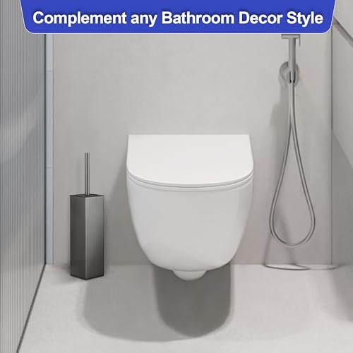 BVL Toilet Brush and Holder Set Gun Gray Freestanding Toilet Bowl Brush for Bathroom - color: Gun Gray