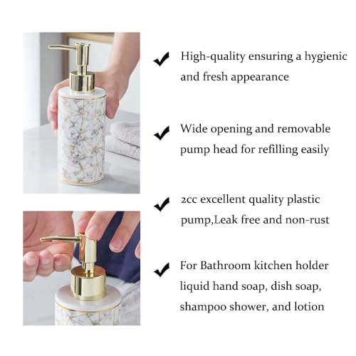 Ceramic Soap Dispenser for Bathroom Kitchen for Liquid Hand Dish Soap (Gold) - color: Gold