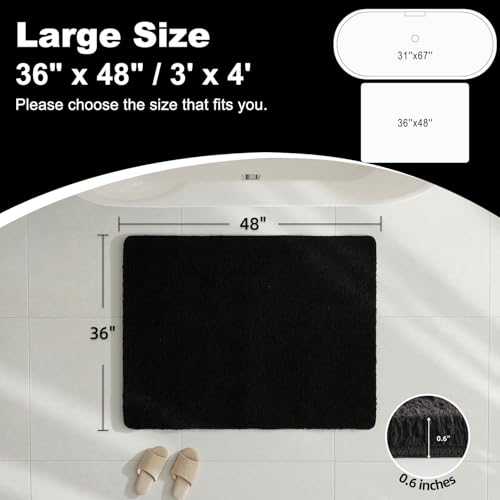 TYUU Large Bathroom Rugs, Ultra Soft Super Absorbent Bath Rugs Non Slip Washable Quick Dry Bath Mat with Rubber Backing for Bathroom Floor, Shower, or Sink, Black 3' x 4' - color: Black, size: 3' x 4'