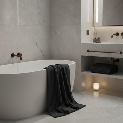 6-Piece Bath Towel Set(30"x60"), 2 Large Bath Towel Sheets, 2 Hand Towels and 2 Washcloths - Highly Absorbent Quick Dry Microfiber,Ultra Soft Towel Set for Bathroom (Black) - color: Black, size: 30x60 Bath Towel Set of 6