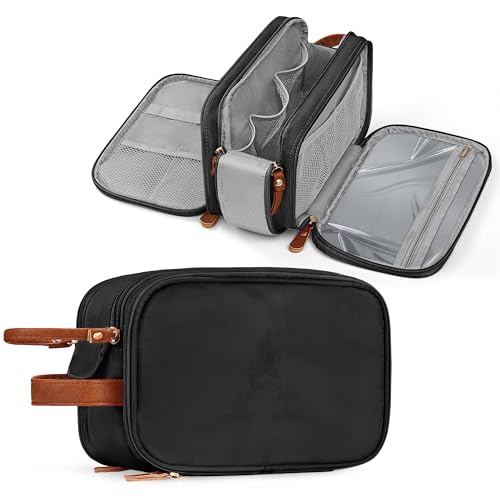 YOOLIFE Travel Toiletry Bag - Personalized Birthday Gifts for Mens Women Initial Travel Toiletry Bag Essentials for Women Men, Portable Organizer for Accessories, Initial Makeup Bags Black - color: Black, style: Minimalist