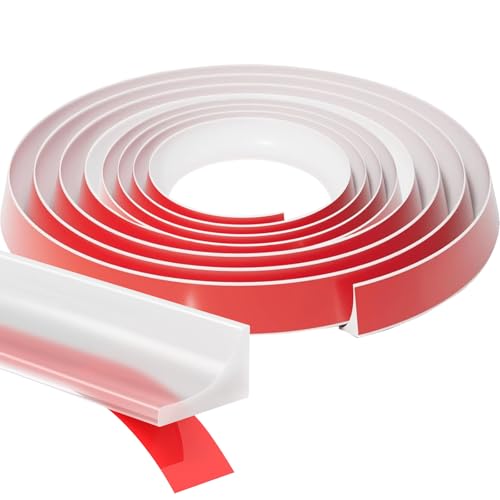 Friendship Shower Threshold Water Dam Barrier 236" Self Adhesive Water Splash Guard Edge Corners Bathroom Sink Blocker for Bathroom and Kitchen Bathtub Edge Seal Door Water Stopper Strip