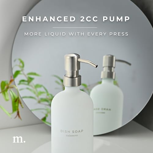 MaisoNovo Soap Dispenser 1-Piece Set | 16.9oz White Bottles with Silver Stainless Steel Pump Core - color: White/Silver