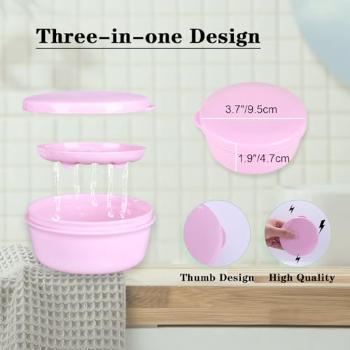 Round Travel Soap Case - 4 Pack Shampoo Bar Holder, Travel Soap Container | with Lid for Camp, Gym, Hiking - Keeps Toiletries Organized - color: Blue,white,pink,yellow