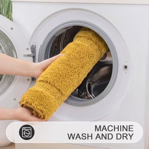 SHACOS 3 Pieces Bathroom Rugs with Toilet Lid Cover, Honey Mustard | Soft Absorbent, Non Slip, Washable, Microfiber, 16"x24"+U-Shape 20"x24"+Lid Cover19"x21" - color: Honey Mustard, size: 16"x24"+U-Shape 20"x24"+Lid Cover 19"x21"