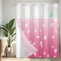 No Hook Shower Curtain with Snap-in Liner, Pink Ombre Bathroom Shower Curtains with Liner Set, Waterproof & Washable, Mesh Top Window, 59" W x 79" L - color: 02 Ombre - Pink, size: 59"W x 79"L (Pack of 1)