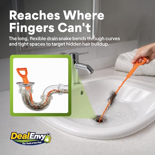 3 Pack Drain Clog Remover Tool, 19.7 Inch Plastic Drain Snake, Shower Snake Hair Removal Tool, Sink Snake Drain Clog Remover, Bathtub Drain Hair Remover, Plumber Snake, Drain Cleaner