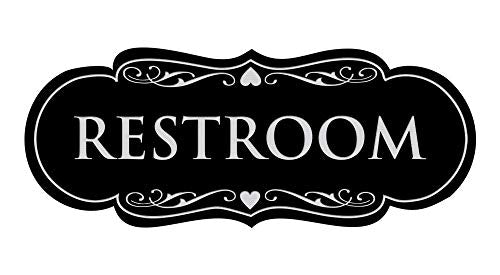All Quality Designer Restroom Wall or Door Sign - Bathroom Signage | Durable Plastic and Easy Installation | (Multipacks) - color: Black / Silver, size: 2-3/4" x 7" - Medium (1 Pack)