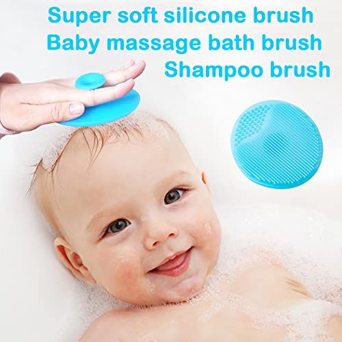 Baby Hair Brush &Silicone Baby Cradle Cap Brush Set, for Newborns & Toddlers-Natural Soft Goat Bristles-Ideal for Cradle Cap-Perfect Baby Registry Gift (Blue) - color: Blue