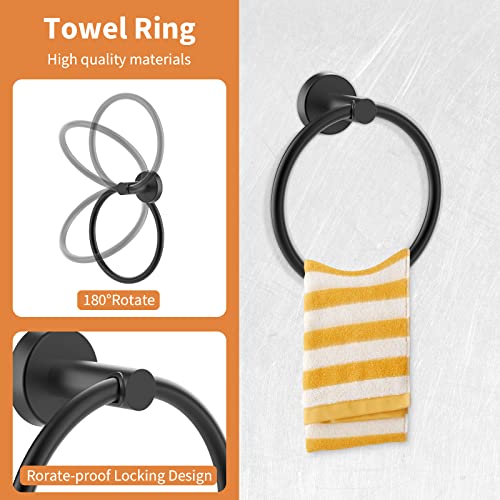 Cilee 10 Piece Matte Black Bathroom Hardware Set,2 Pack 5 Piece Bathroom Accessories Set Include 24 inch,16 inch Toilet Paper Holder, Towel bar,Towel Ring,Towel Hook,Stainless Steel Wall Mounted - color: 1 Black, size: 24inch