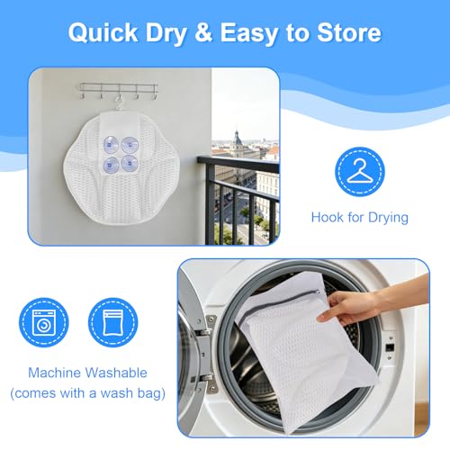 Extra Thick Petal-Shaped Bath Pillow for Head, Neck and Backrest, Extra Thick, Polyester, White, Anti-Slip Suction Cups, Washable, Luxury Spa Bathroom Accessories (Standard Store Size) - size: Standard store size