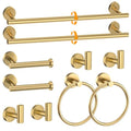 Brushed Gold Towel Bar Set 10 Pieces Round Bathroom Hardware Set Includes 23.6in Towel Bar Towel Ring Toilet Paper Holder Towel Hooks Stainless Steel Wall-Mounted Bathroom Towel Holder Set - color: 10pcs Brushed Gold