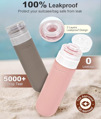 Quatish Travel Bottles for Toiletries 6 Pack, Original Patented Leakproof 3 oz Tsa Approved Travel Size Container, BPA Free Silicone Shampoo and Conditioner Bottle, Cruise Camping Essentials, Red Rock - color: Red Rock