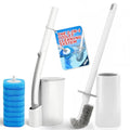 Disposable Toilet Brush&Toilet Bowl Brush and Holder Set - Toilet Scrubber Brush,Toilet Bowl Cleaners,Household Essentials,Cleaning Supplies,White