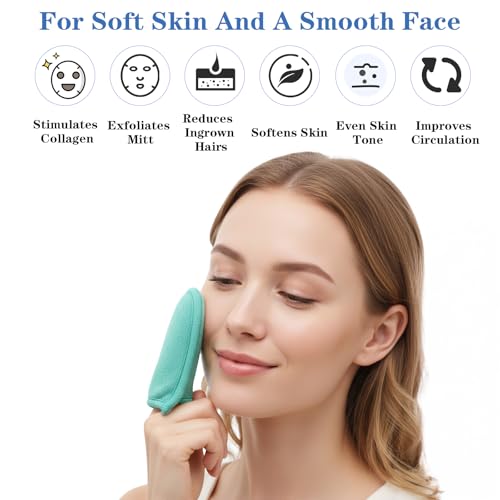 4 PCS Exfoliating Gloves, Exfoliating Facial Scrubber Mitt Facial Scrub Mitts Deep Exfoliatings Gloves for Face and Body Mitt Cleaning Mitten, Deep Face Cleaning Polishing Glove for Women Bath Shower