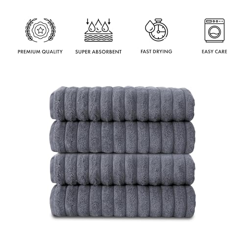 Classic Turkish Towels CTT Premium 4 Pack Bath Towels Set, Made with 100% Turkish Cotton, Spa & Hotel, Quick Drying Towels, Absorbent & Comfy | 27"x54" (Grey) - color: Grey, size: 4-Piece Bath Towel Set