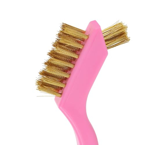 MAXMAN Wire Brush Set 6Pcs Small Wire Brushes Set, Stainless Steel/Brass/Nylon Bristles, Household Deep & Gentle Cleaning Brush, Scratch Brushes for Dirt, Paint Scrubbing, Rust Remover, Pink. - style: 6 PCS Brass/Stainless Steel/Nylon Bristles Pink