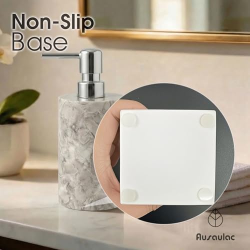 Marble Soap Dispenser, Hand Soap Dispenser for Bathroom Kitchen Countertop - Lotion and Liquid Soap Dispenser (1, Grey) - color: Gray