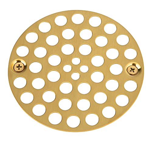 Artiwell 4’’ Shower Strainer Drain Trim Set, Solid Brass Screw-in Shower Strainer Drain Cover, Replacement Strainer Grid by Artiwell, Machine & Self-Tapping Screws Included (Brushed Gold) - color: Brushed Gold