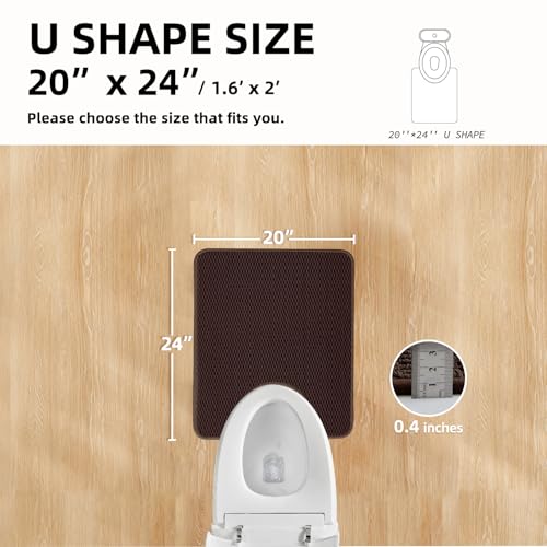 TYUU Toilet Rug, Thin Toilet Rugs U Shaped Washable Non Slip Absorbent Quick Dry Low Pile Toilet Mat, Brown 20"x24" U Shape - color: Brown01, size: 1'8" X 2' (U-Shape)