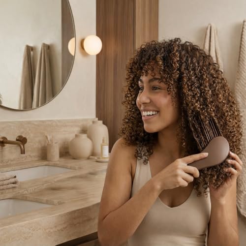 Detangler Brush, Curly Hair Brush for Women, Men & Kids - Wet & Dry Detangling Hair Brush for Curly, Thick, Fine & Wavy Hair - Anti-Breakage Wave Brush, Pain-Free Hairbrush, Smoke Cocoa - color: Smoke Cocoa