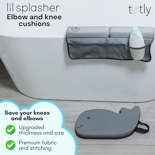 6pcs Bath Kneeler and Elbow Rest pad Set - Complete Bathtime Kit with 2 Cushions, Rinse Cup, Spout Cover, Thermometer & Non-Slip Mat
