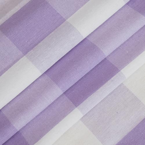 3 Pieces Tier Curtains and Valance Set Buffalo Check Kitchen Tiers Plaid Gingham Rod Pocket Classic Short Small Cafe Curtains Country Farmhouse Cafe Bathroom 54"x18"/27"x30" Lilac & White - color: Plaids Lilac&white, size: 27"W x 30"L (Pack of 3)